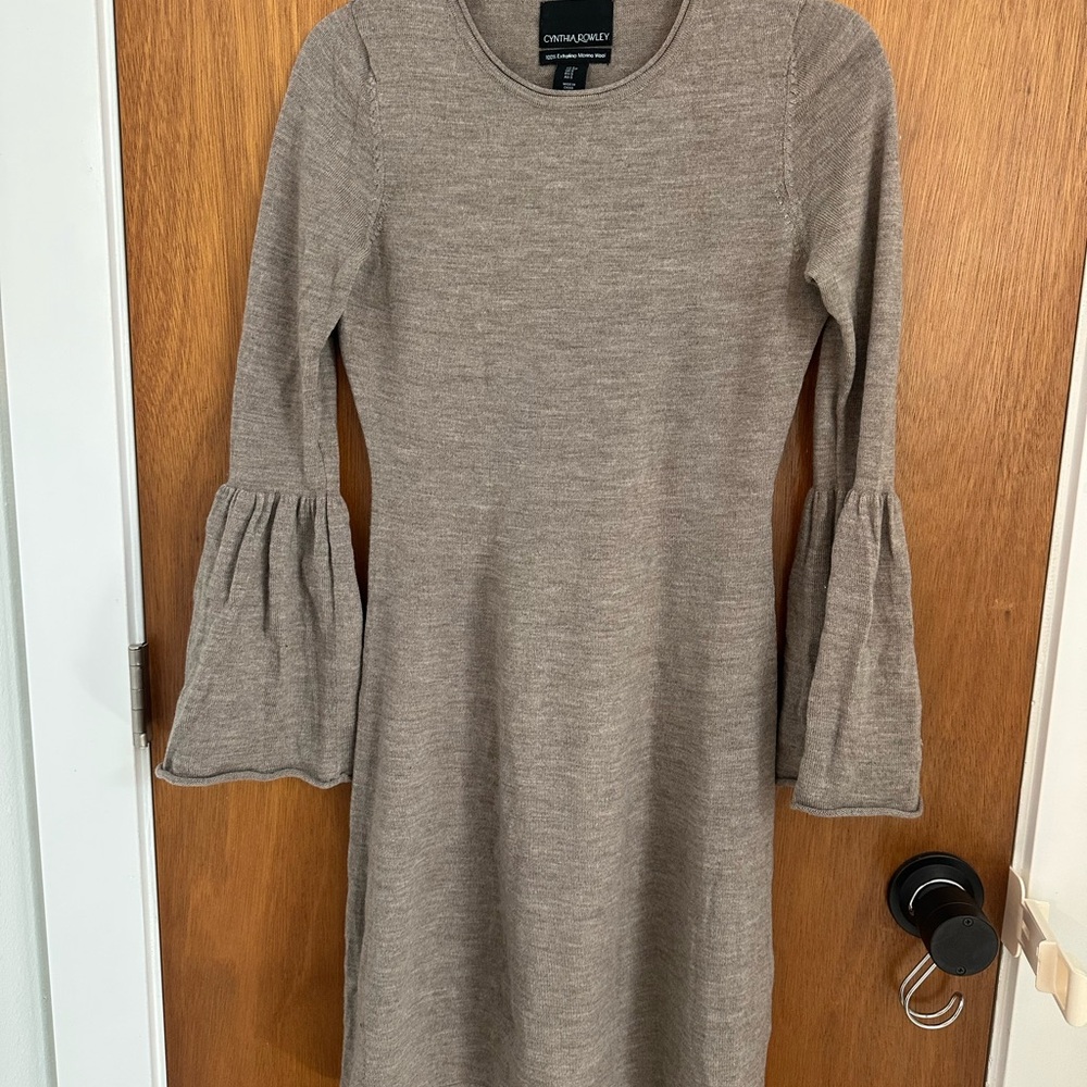 Cynthia Rowley merino bell sleeve sweater dress